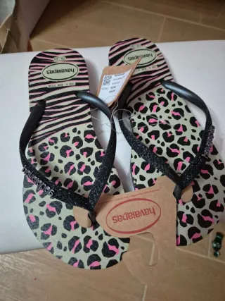 Havaianas Infradito Stampa Animalier Rosa Nero
