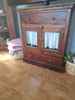 Conjunto Muebles Salón Madera y Cristal