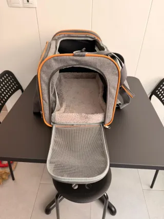 Transportín Perro Pequeño Gris Naranja