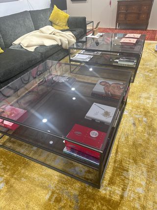 Tavolo da centro in vetro e ferro