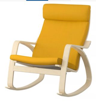 Silla mecedora chapa Abedul + cojín amarillo