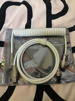 Cable USB-B a USB-C trenzado blanco