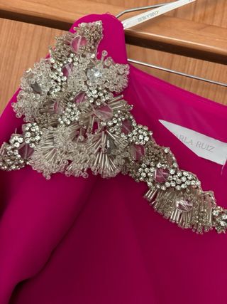 Vestido fiesta madre novio rosa y plata