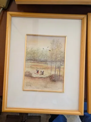 4 Cuadros Marco Madera y Cristal