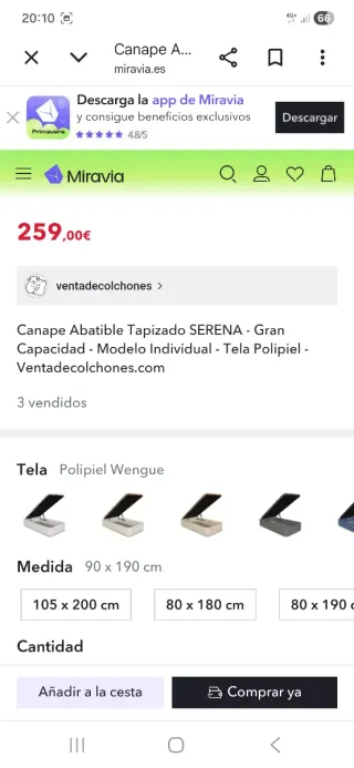 Canapé individual marrón polipiel