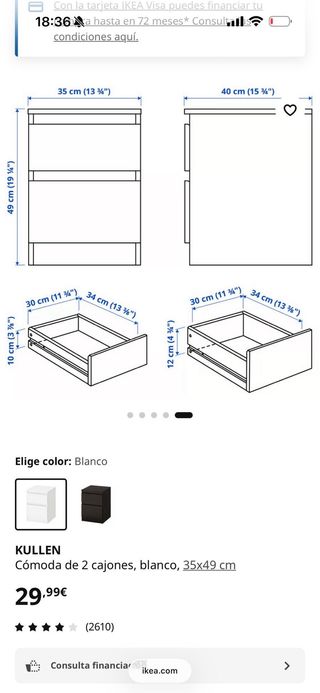 Cajonera Ikea Kullen Blanca