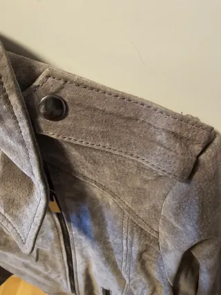 Chaqueta Mango Piel Gris Talla S