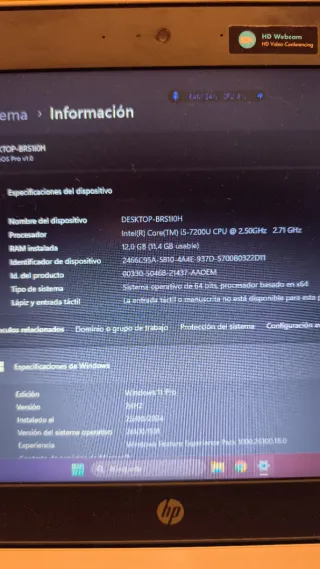 Portátil HP I5 7200U + 12GB Ram