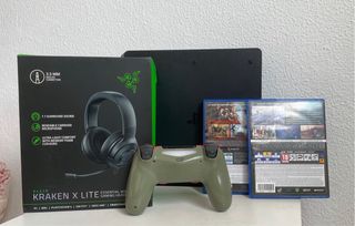 PS4 + Mando Rojo + Cascos Razer + GTA V y BO3