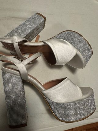 Sandalias Plataforma Tacón Brillante