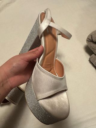 Sandalias Plataforma Tacón Brillante