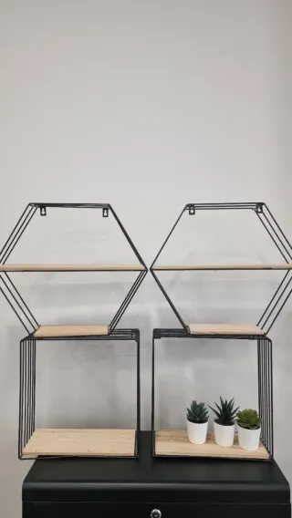 4 Estanterías Decorativas Metal y Madera