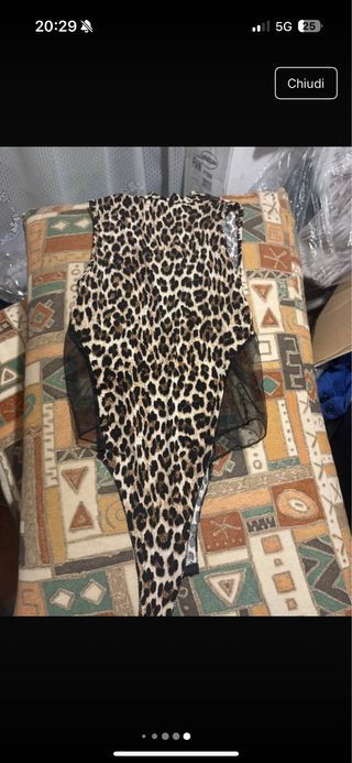 Body donna fantasia leopardata con tulle