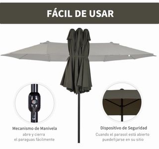 Sombrilla Doble Marrón para Jardín