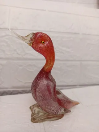 Anatra di vetro Murano rosso
