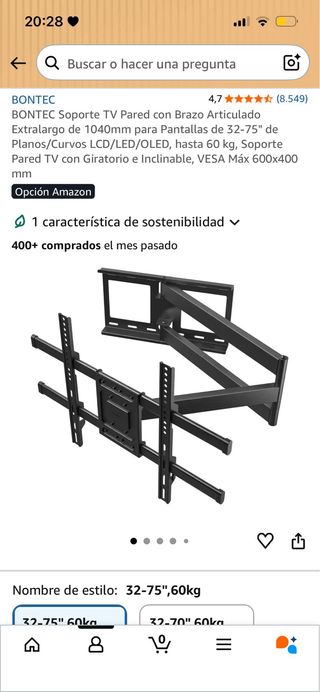 Soporte TV Pared Articulado BONTEC 32-75