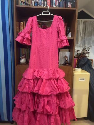 Traje de Gitana Rosa Volantes
