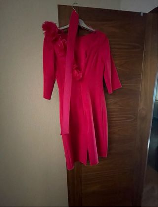 Vestido fiesta rosa con flor