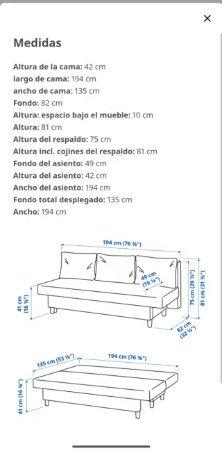 Sofá Cama IKEA ÄLVDALEN Gris