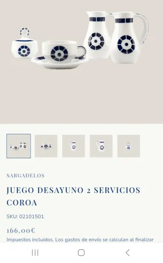 Juego Desayuno Sargadelos 2 Servicios