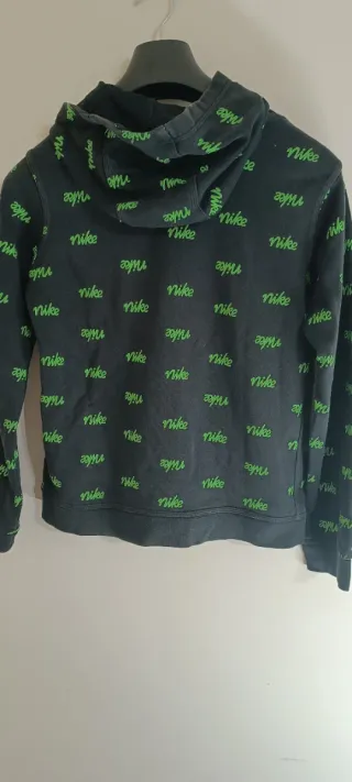 Felpa Nike XL Junior Nera con Logo Verde