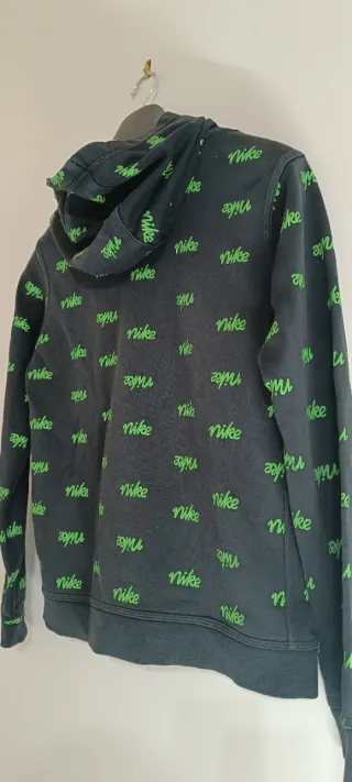 Felpa Nike XL Junior Nera con Logo Verde