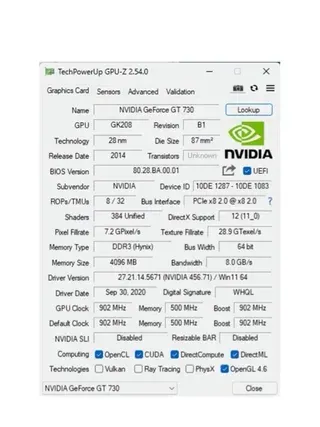 SAPLOS GT 730 4GB HDMI DVI VGA Tarjeta Gráfica