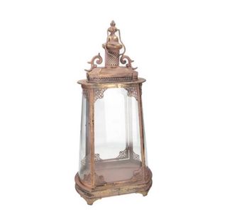 Farol de metal y vidrio dorado