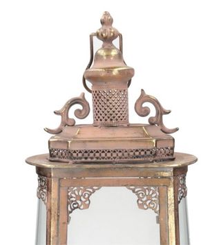 Farol de metal y vidrio dorado