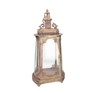 Farol de metal y vidrio dorado