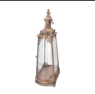 Farol de metal y vidrio dorado