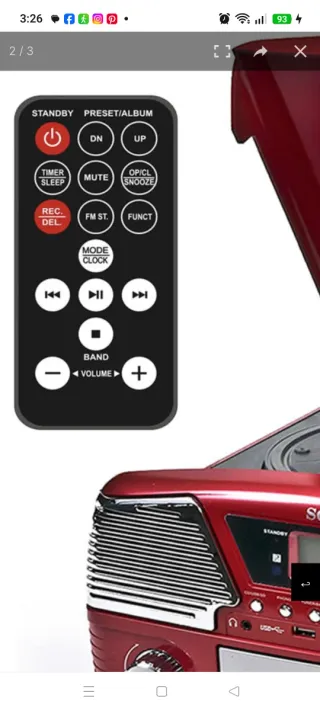 Tocadiscos Sony CD Radio USB Rojo