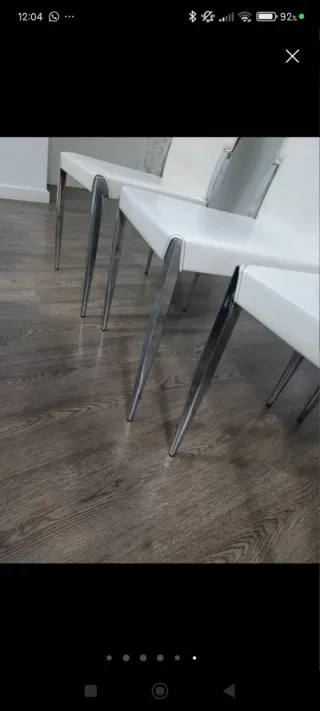 Sillas 4 Blancas piel real