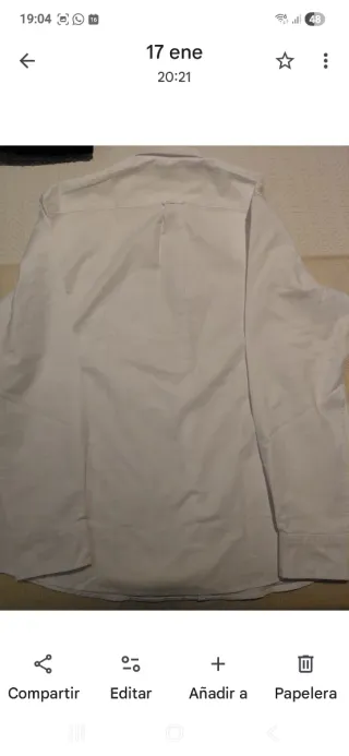 Camisa MILANO Blanca Talla XL Regular Fit