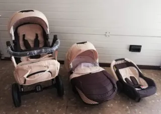 Carrito bebé 3 piezas color beige perfecto.