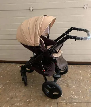 Carrito bebé 3 piezas color beige perfecto.