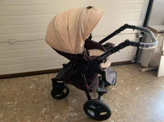 Carrito bebé 3 piezas color beige perfecto.