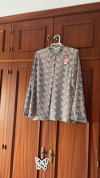Blusa Mujer Flores Multicolor Talla L Viscosa