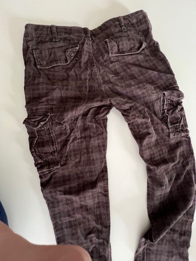 Pantaloni uomo cargo marroni a quadri