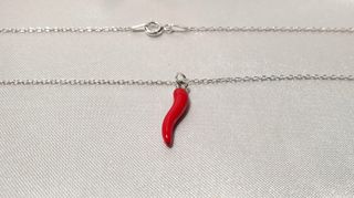 Collar Pimiento Chili Esmalte y Plata 925