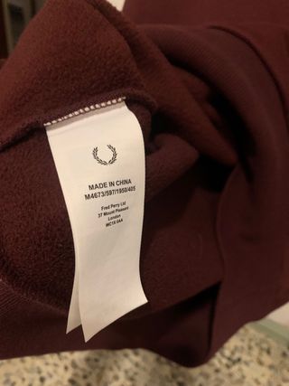 Sudadera Fred Perry Media Cremallera Burdeos