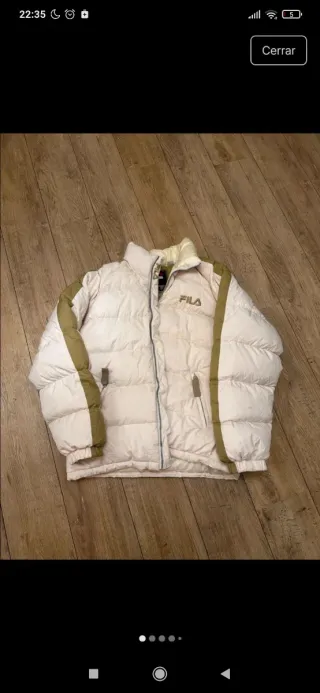 Abrigo Fila Blanco y Verde Militar