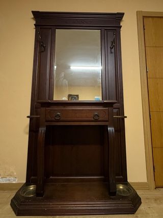 Mueble recibidor madera con espejo