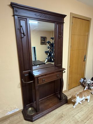 Mueble recibidor madera con espejo