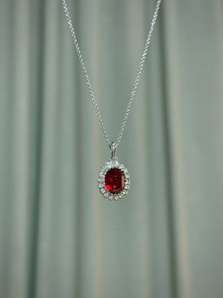 Colgante Plata Cristal Rojo y Circonitas