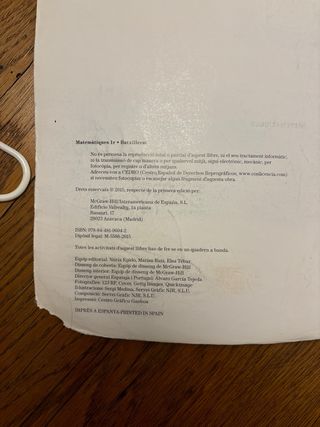 Libro Matemàtiques 1r Batxillerat McGraw Hill