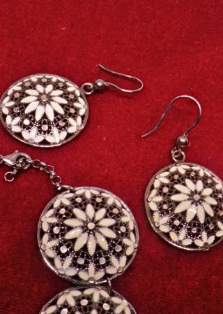 ARGENTO 925 bracciale e orecchini smaltati