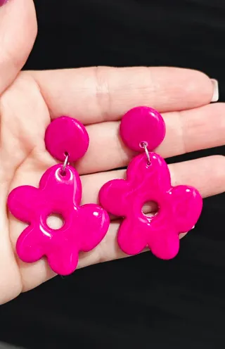Pendientes flor fucsia