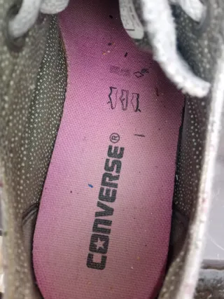 Scarpe Converse grigie con fiori rosa