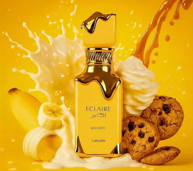 Perfume Eclaire Banoffi Lattafa Dorado